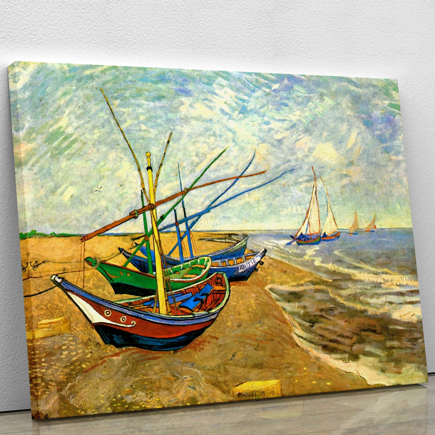 Fishing Boats on the Beach at Saintes-Maries by Van Gogh Canvas Print or Poster - Canvas Art Rocks - 1