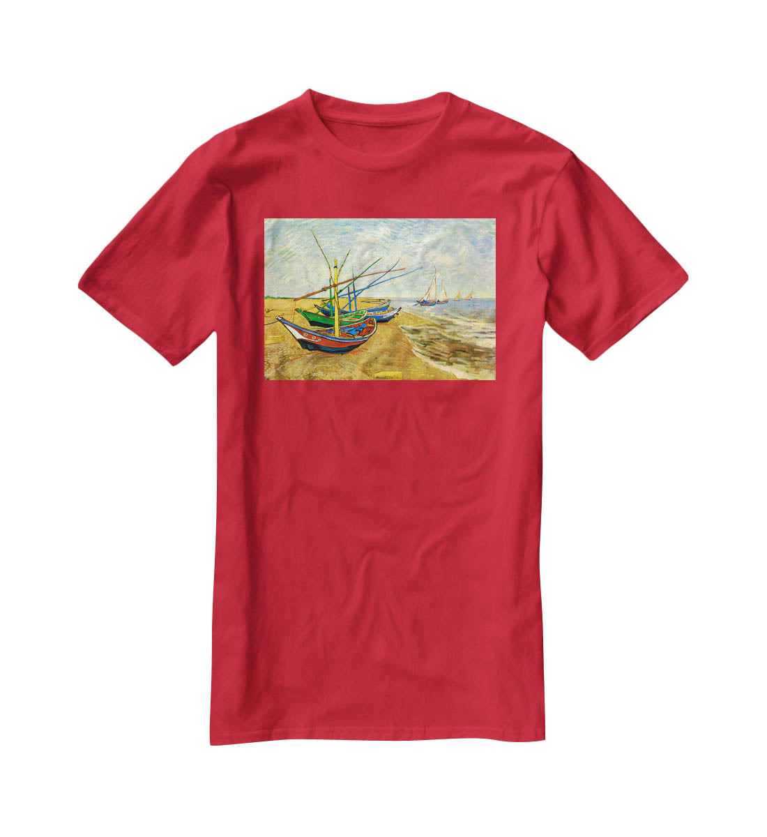 Fishing Boats on the Beach at Saintes-Maries by Van Gogh T-Shirt - Canvas Art Rocks - 4