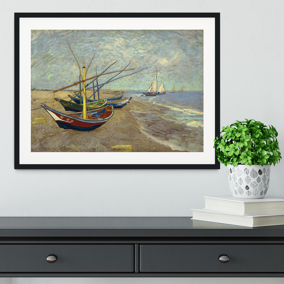 Fishing boats at Sainte Marie Framed Print - Canvas Art Rocks - 1