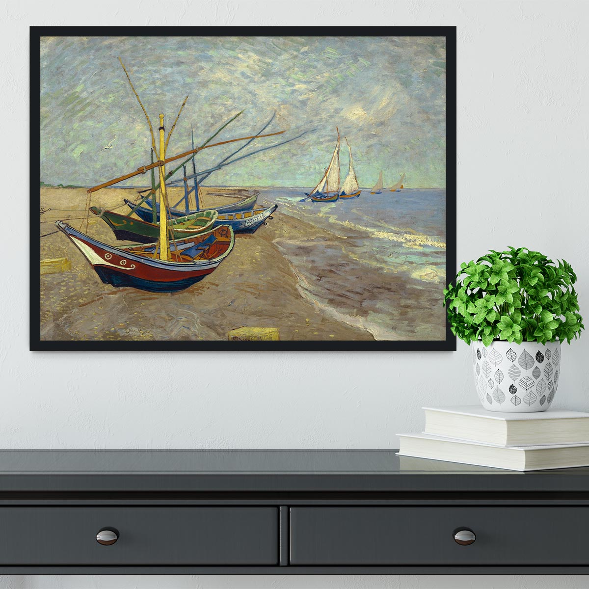 Fishing boats at Sainte Marie Framed Print - Canvas Art Rocks - 2
