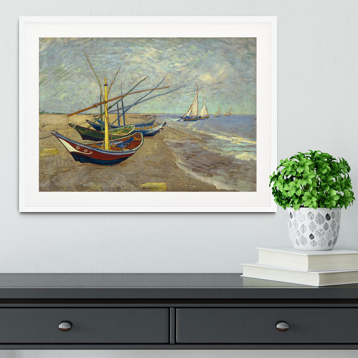 Fishing boats at Sainte Marie Framed Print - Canvas Art Rocks - 5
