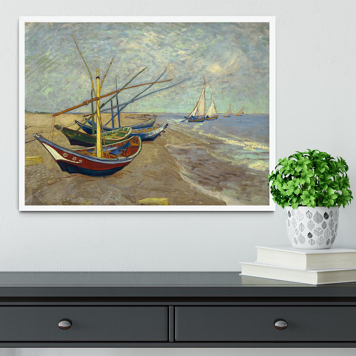 Fishing boats at Sainte Marie Framed Print - Canvas Art Rocks -6