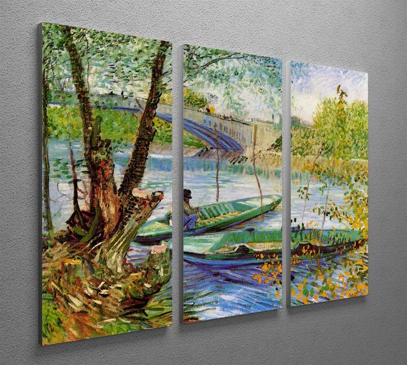 Fishing in Spring by Van Gogh 3 Split Panel Canvas Print - Canvas Art Rocks - 4