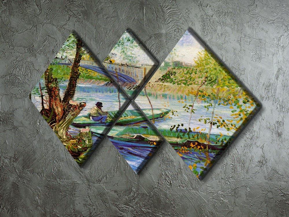 Fishing in Spring by Van Gogh 4 Square Multi Panel Canvas - Canvas Art Rocks - 2