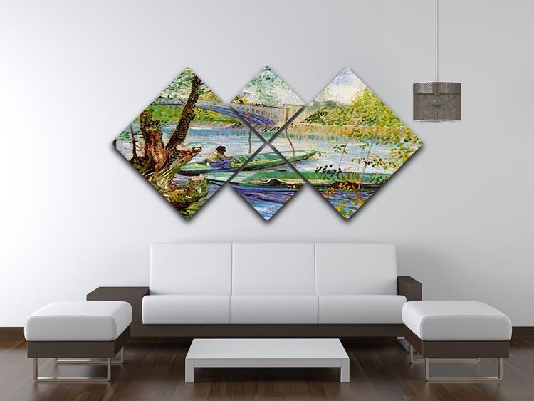 Fishing in Spring by Van Gogh 4 Square Multi Panel Canvas - Canvas Art Rocks - 3