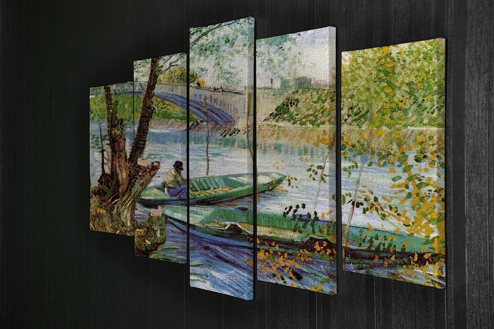 Fishing in Spring by Van Gogh 5 Split Panel Canvas - Canvas Art Rocks - 2