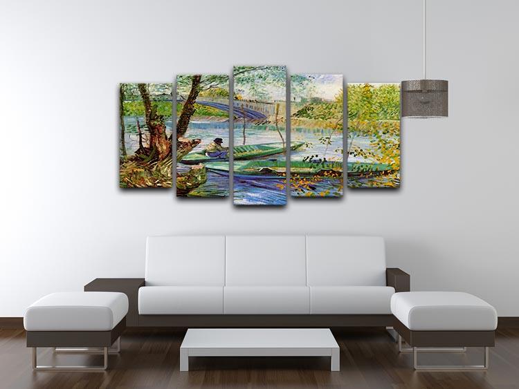 Fishing in Spring by Van Gogh 5 Split Panel Canvas - Canvas Art Rocks - 3