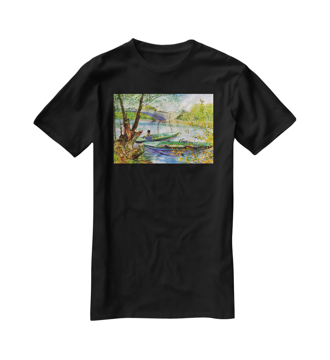 Fishing in Spring by Van Gogh T-Shirt - Canvas Art Rocks - 1