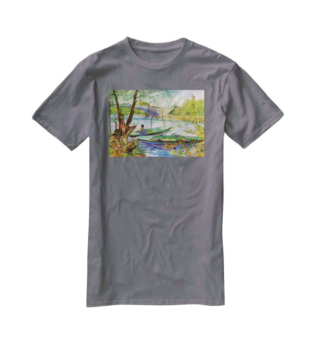 Fishing in Spring by Van Gogh T-Shirt - Canvas Art Rocks - 3