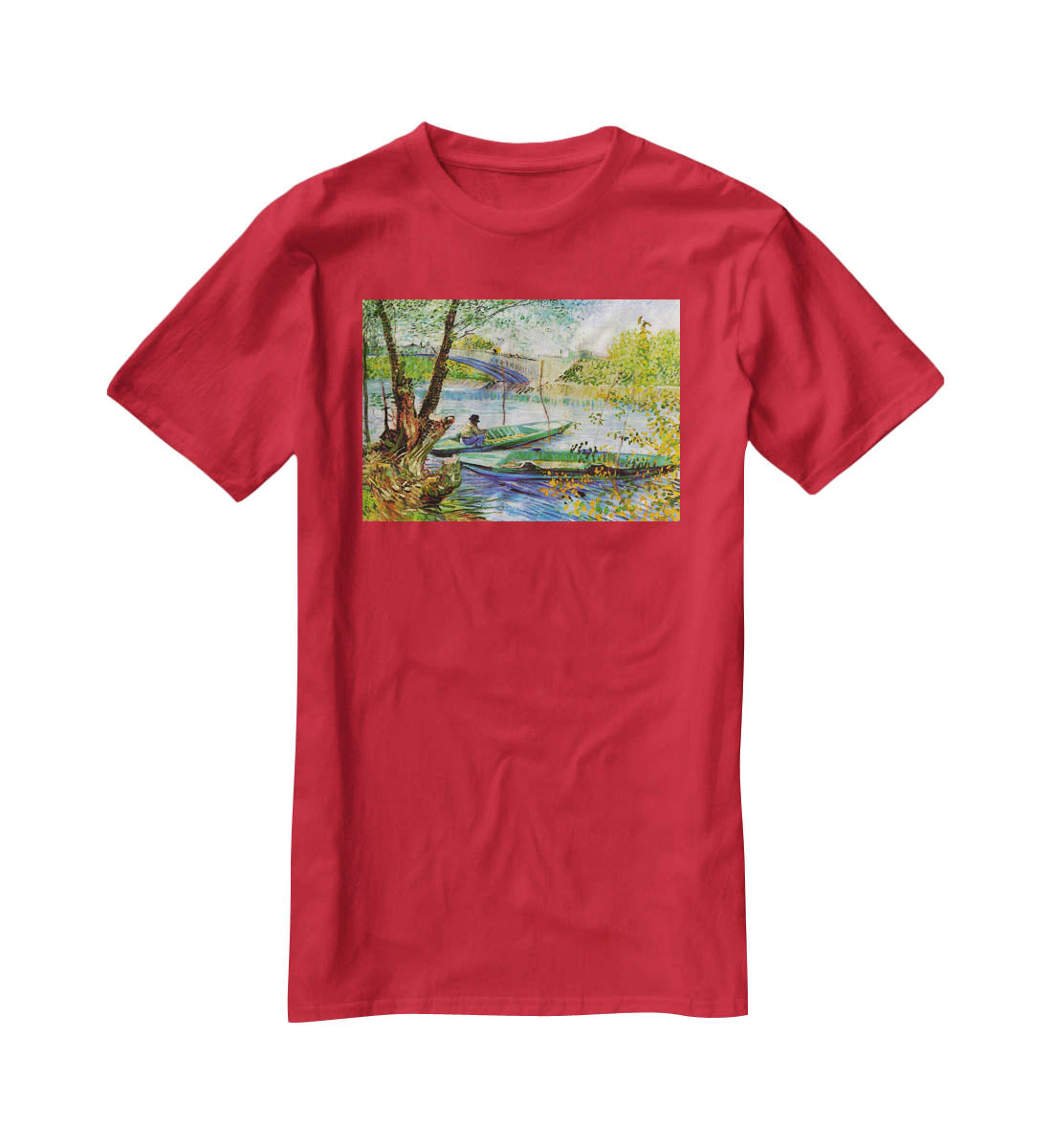 Fishing in Spring by Van Gogh T-Shirt - Canvas Art Rocks - 4
