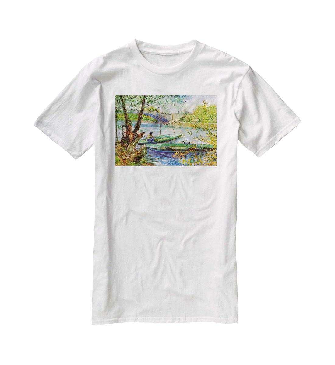 Fishing in Spring by Van Gogh T-Shirt - Canvas Art Rocks - 5