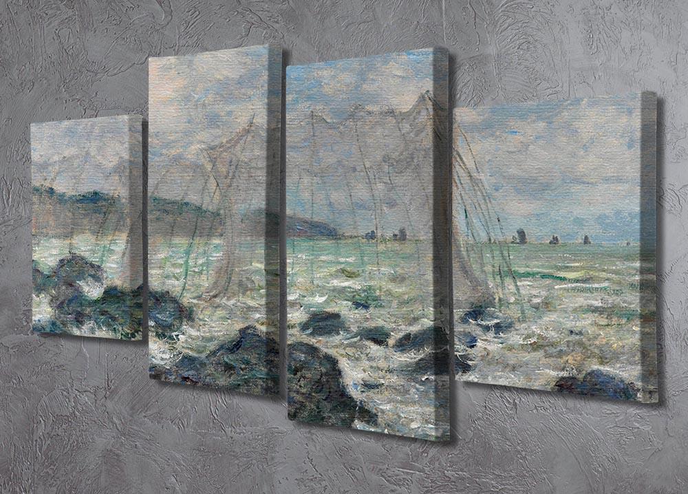 Fishing nets at Pourville by Monet 4 Split Panel Canvas - Canvas Art Rocks - 2