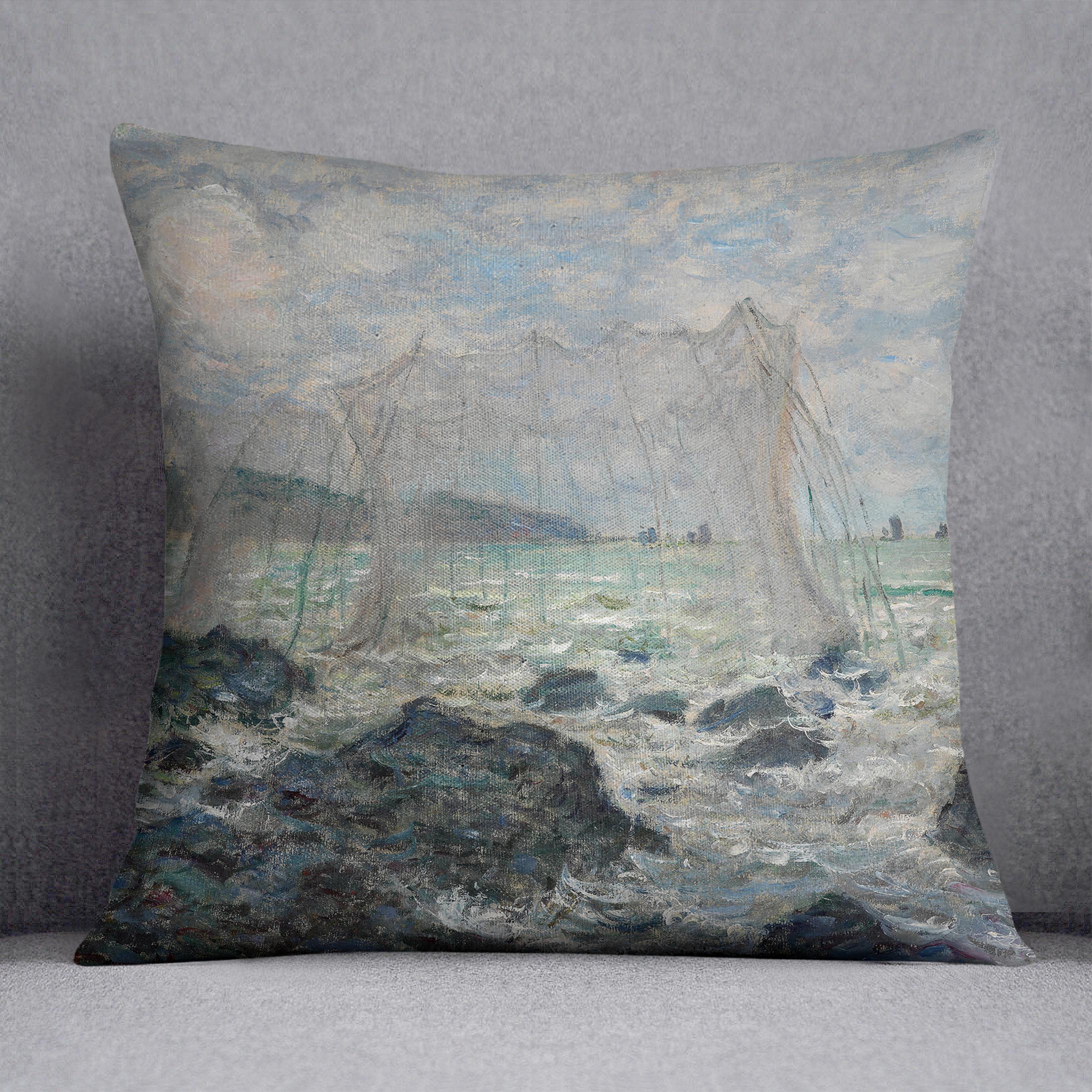 Fishing nets at Pourville by Monet Cushion