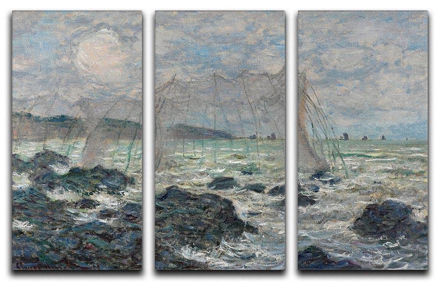 Fishing nets at Pourville by Monet Split Panel Canvas Print - Canvas Art Rocks - 4