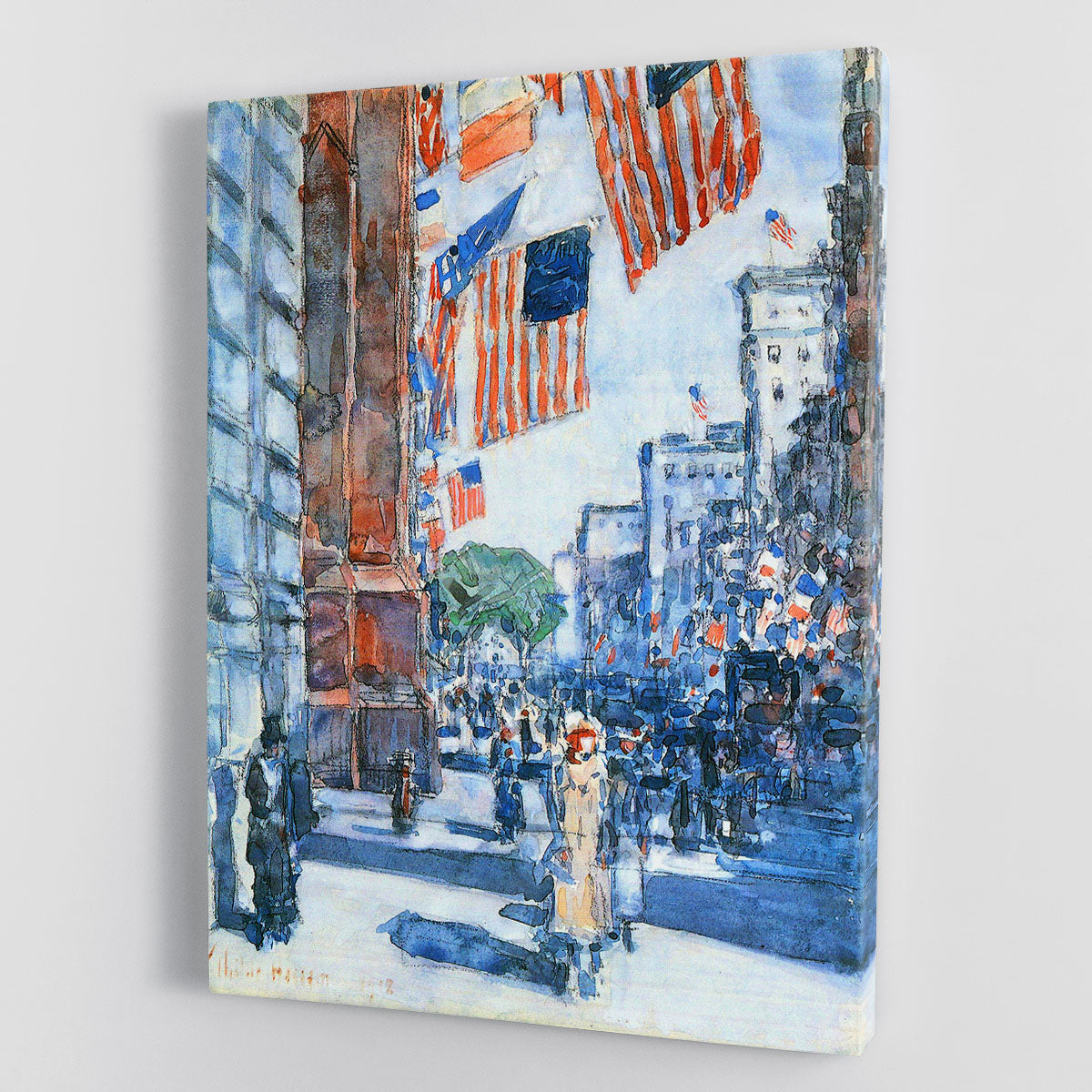 Flags Fifth Avenue by Hassam Canvas Print or Poster - Canvas Art Rocks - 1