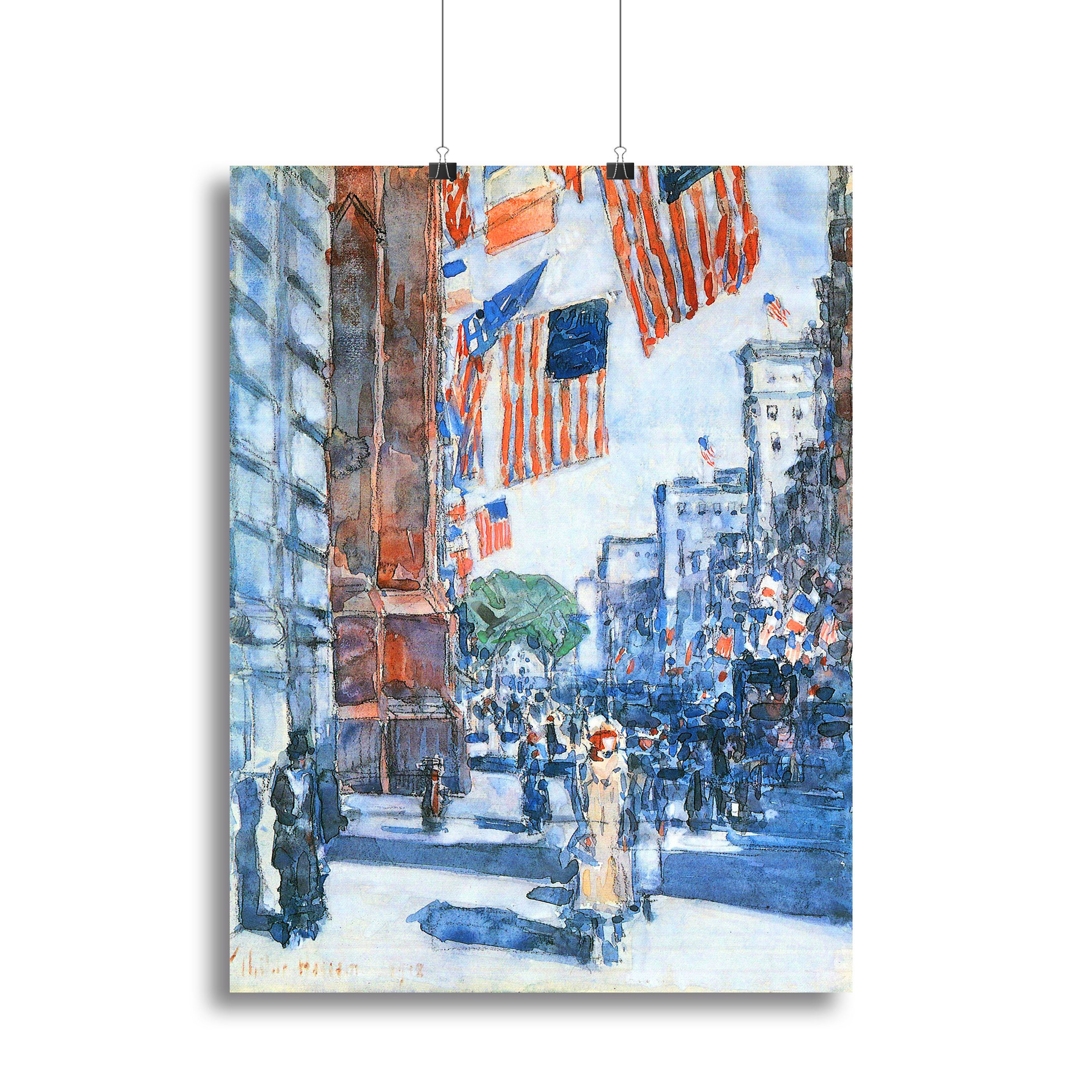 Flags Fifth Avenue by Hassam Canvas Print or Poster - Canvas Art Rocks - 2