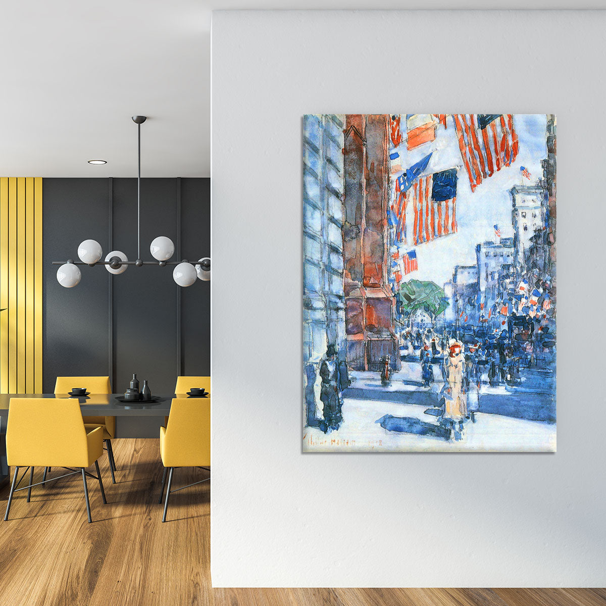 Flags Fifth Avenue by Hassam Canvas Print or Poster - Canvas Art Rocks - 4