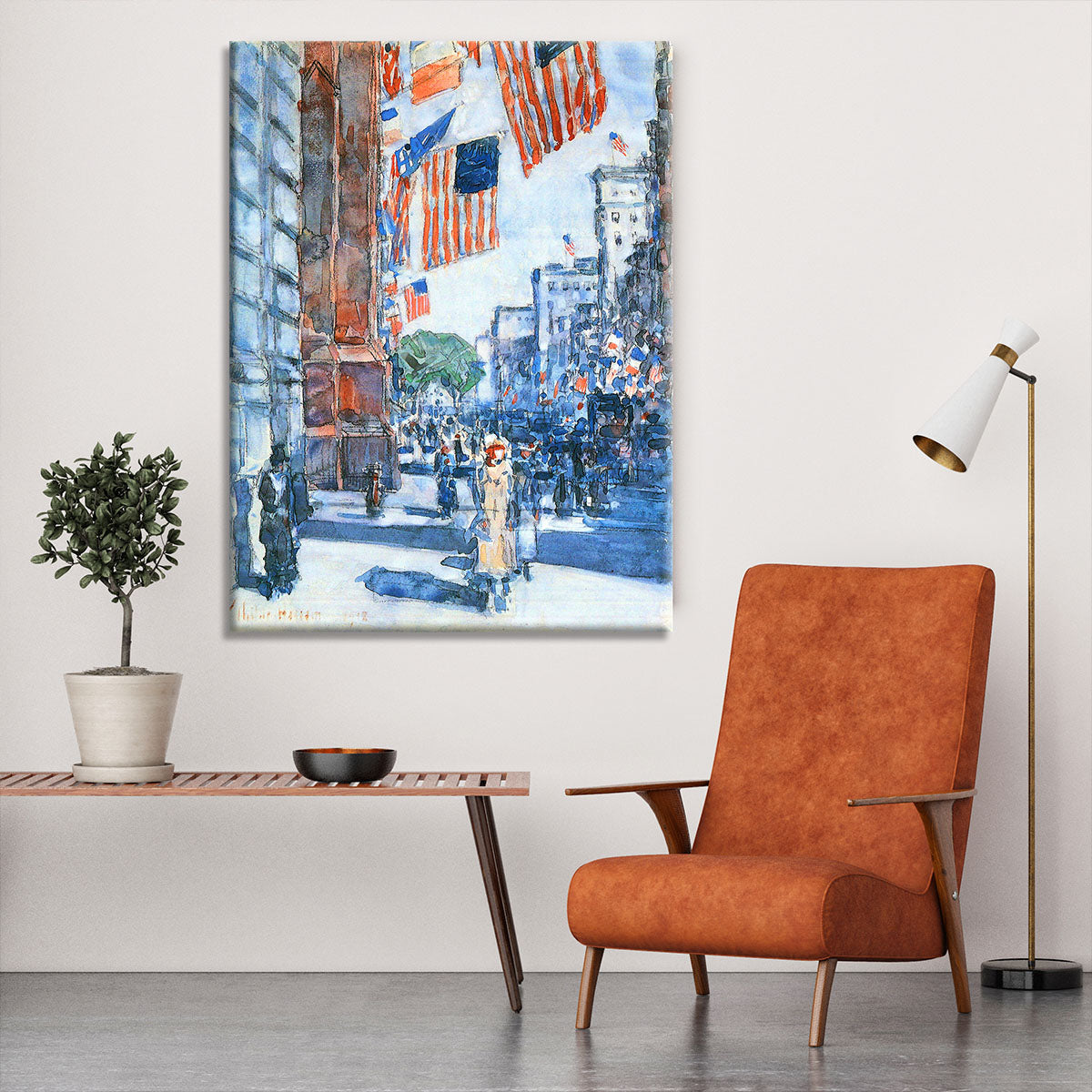 Flags Fifth Avenue by Hassam Canvas Print or Poster - Canvas Art Rocks - 6