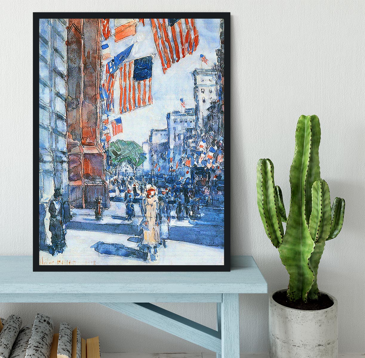 Flags Fifth Avenue by Hassam Framed Print - Canvas Art Rocks - 2