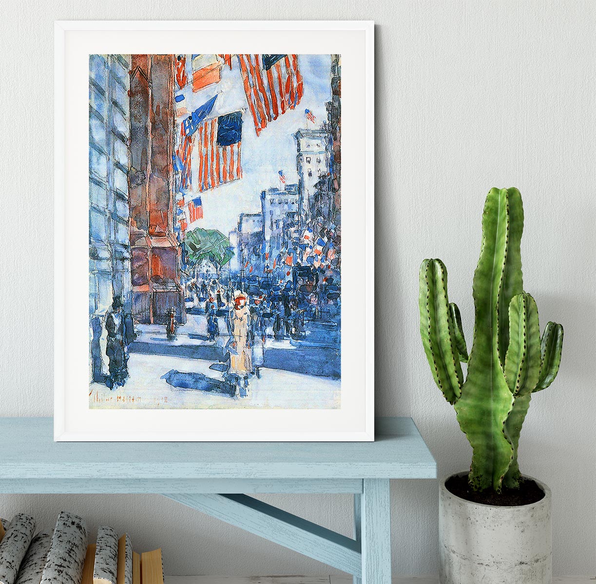 Flags Fifth Avenue by Hassam Framed Print - Canvas Art Rocks - 5