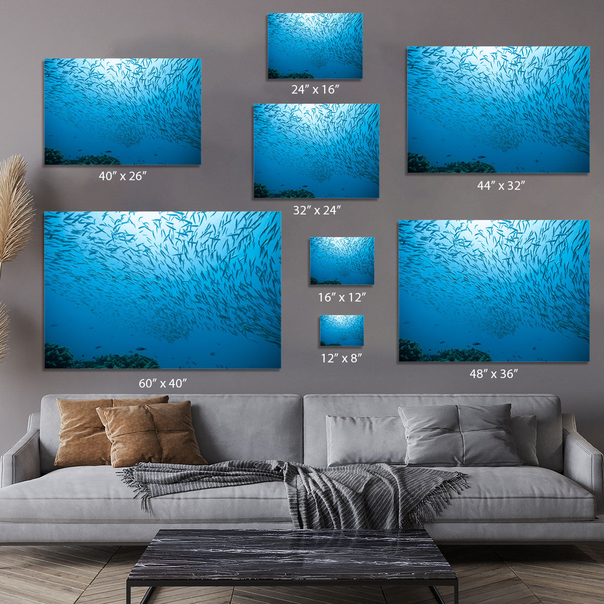 Flock of fish flowing Canvas Print or Poster - Canvas Art Rocks - 7