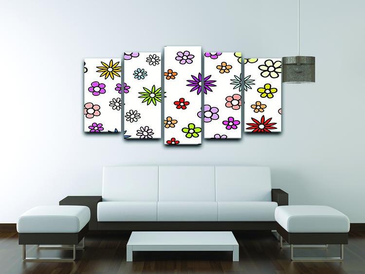 Floral Repeat 5 Split Panel Canvas - Canvas Art Rocks - 3