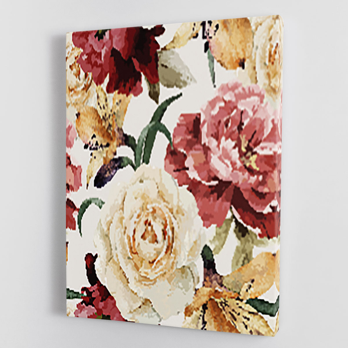 Floral pattern with roses Canvas Print or Poster - Canvas Art Rocks - 1