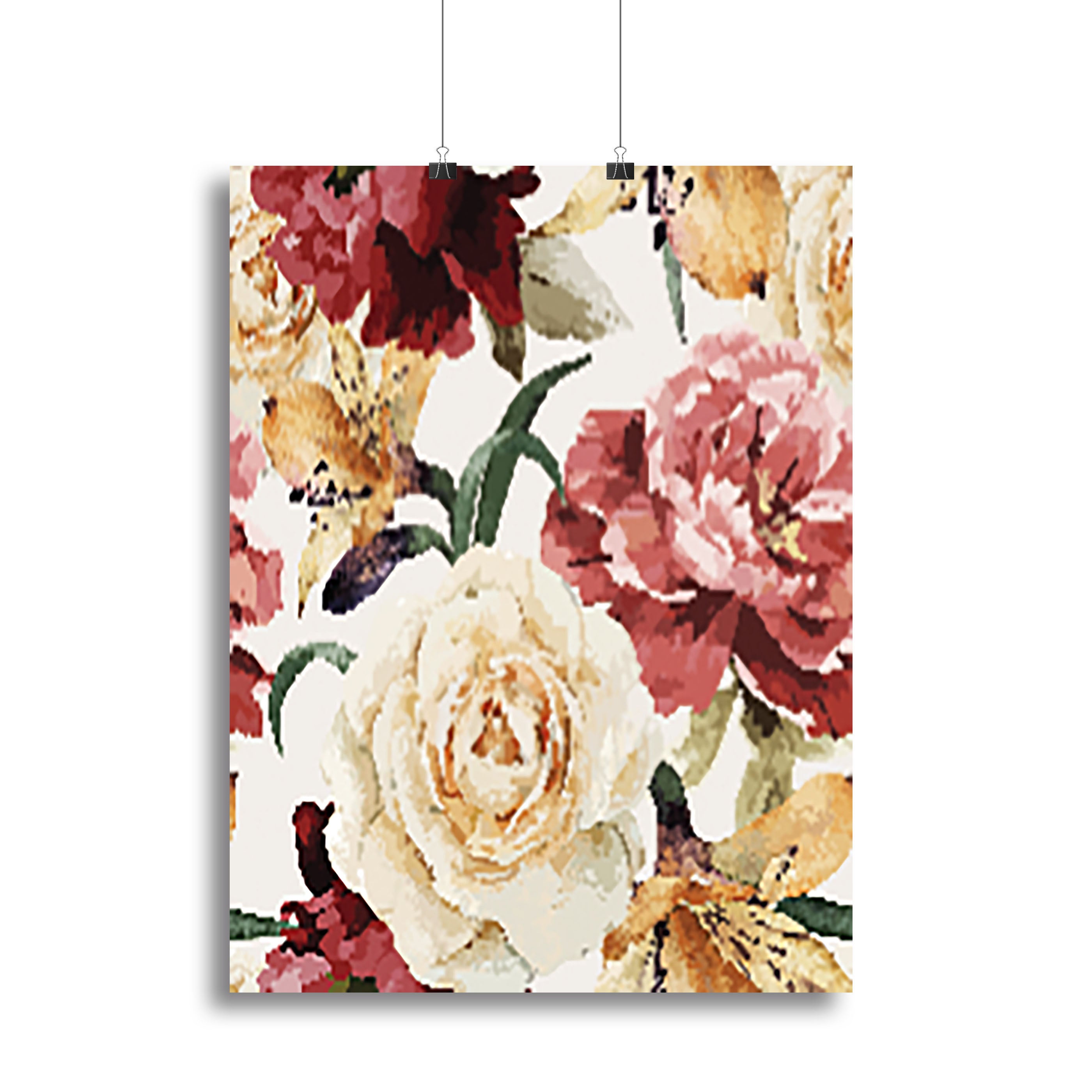 Floral pattern with roses Canvas Print or Poster - Canvas Art Rocks - 2