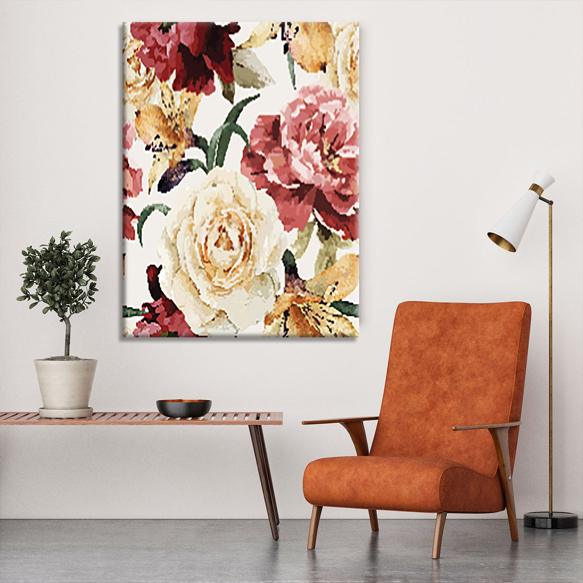 Floral pattern with roses Canvas Print or Poster - Canvas Art Rocks - 6