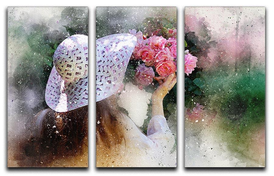 Flower Girl Painting 3 Split Panel Canvas Print - Canvas Art Rocks - 1