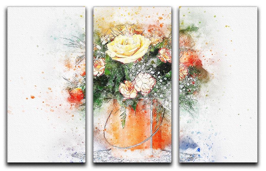 Flower Painting 3 Split Panel Canvas Print - Canvas Art Rocks - 1
