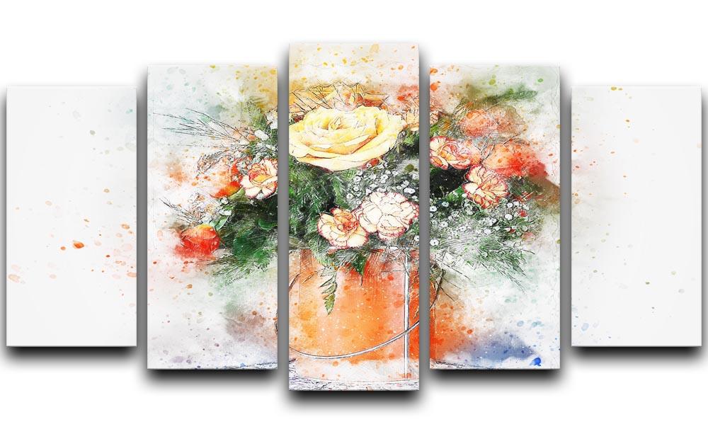 Flower Painting 5 Split Panel Canvas  - Canvas Art Rocks - 1