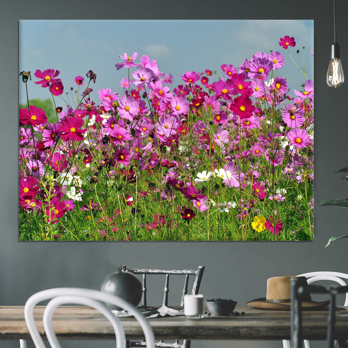 Flower field with blue sky Canvas Print or Poster - Canvas Art Rocks - 3