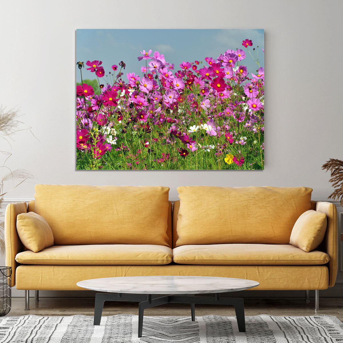 Flower field with blue sky Canvas Print or Poster - Canvas Art Rocks - 4