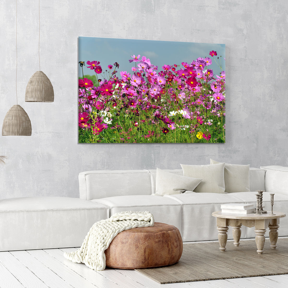 Flower field with blue sky Canvas Print or Poster - Canvas Art Rocks - 6