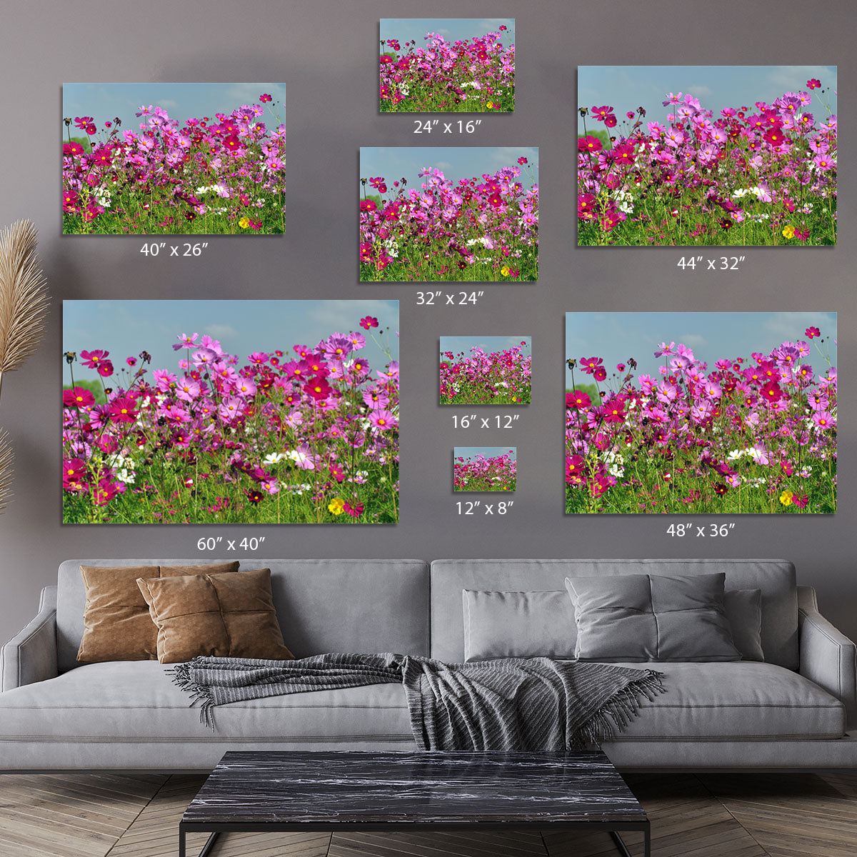 Flower field with blue sky Canvas Print or Poster - Canvas Art Rocks - 7