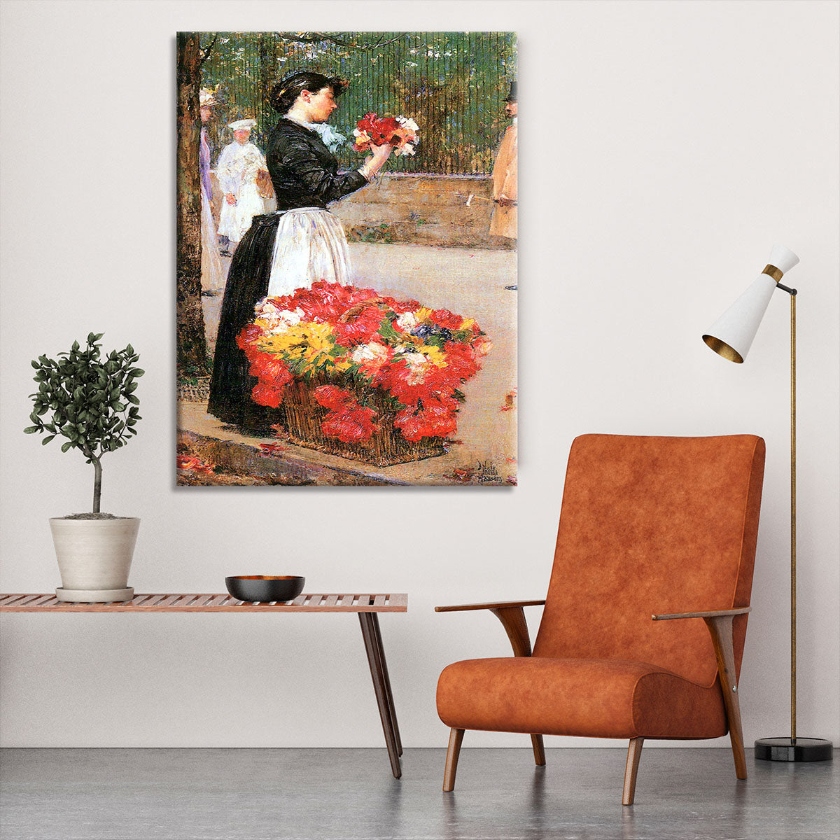 Flower girl by Hassam Canvas Print or Poster - Canvas Art Rocks - 6