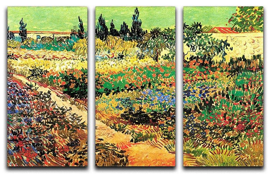 Flowering Garden with Path by Van Gogh 3 Split Panel Canvas Print - Canvas Art Rocks - 4