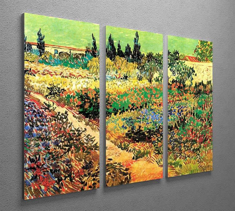 Flowering Garden with Path by Van Gogh 3 Split Panel Canvas Print - Canvas Art Rocks - 4