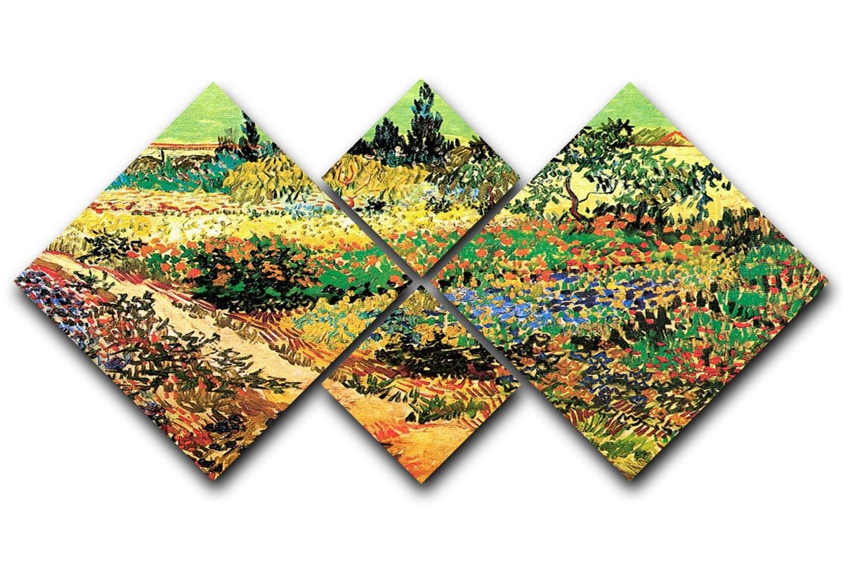 Flowering Garden with Path by Van Gogh 4 Square Multi Panel Canvas  - Canvas Art Rocks - 1