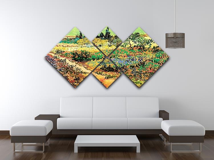 Flowering Garden with Path by Van Gogh 4 Square Multi Panel Canvas - Canvas Art Rocks - 3