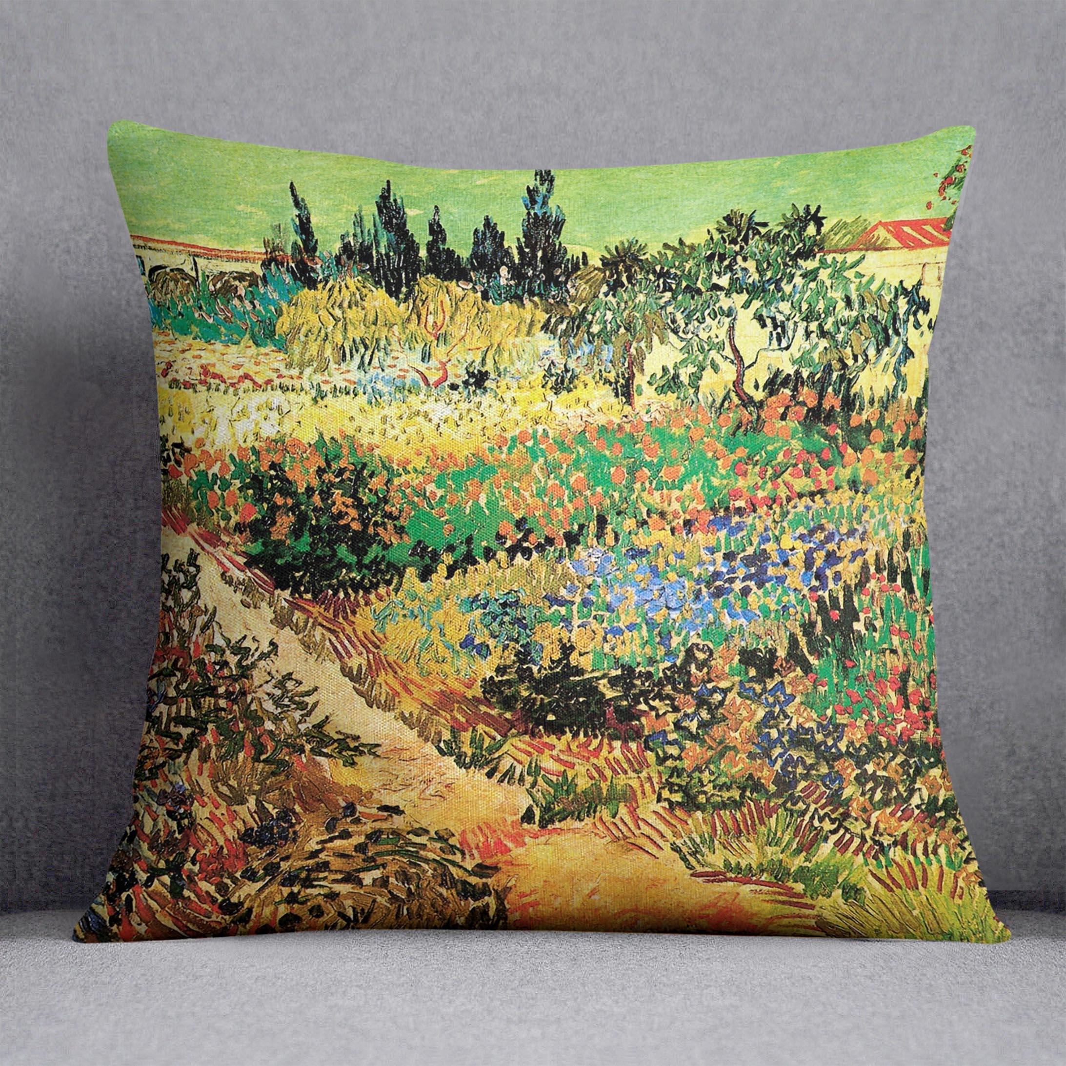 Flowering Garden with Path by Van Gogh Cushion
