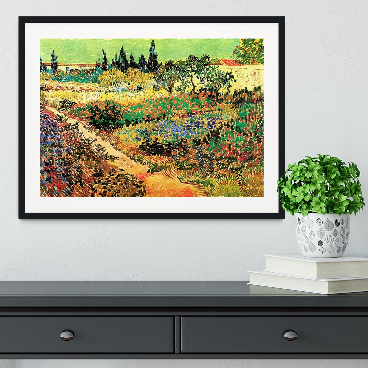 Flowering Garden with Path by Van Gogh Framed Print - Canvas Art Rocks - 1