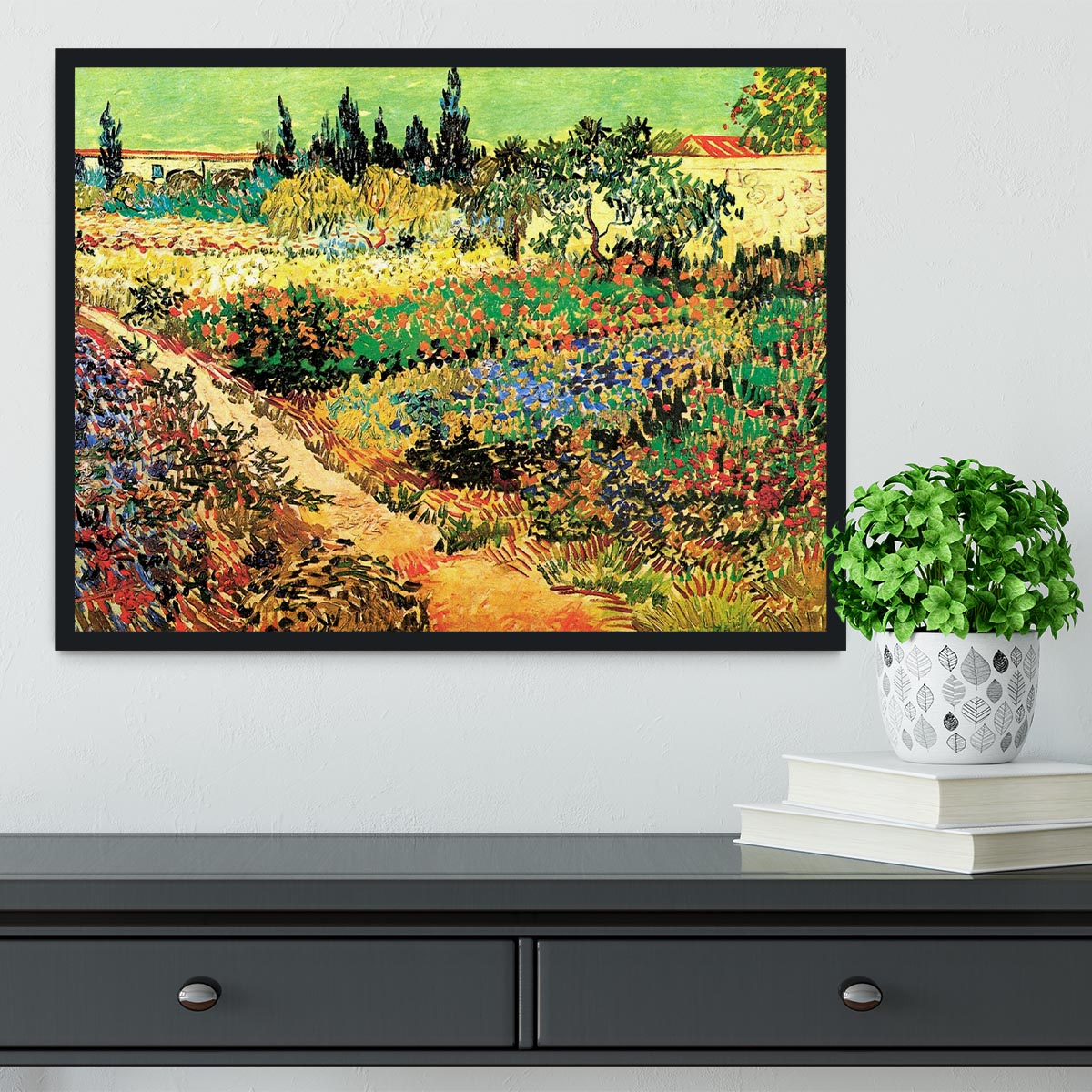 Flowering Garden with Path by Van Gogh Framed Print - Canvas Art Rocks - 2