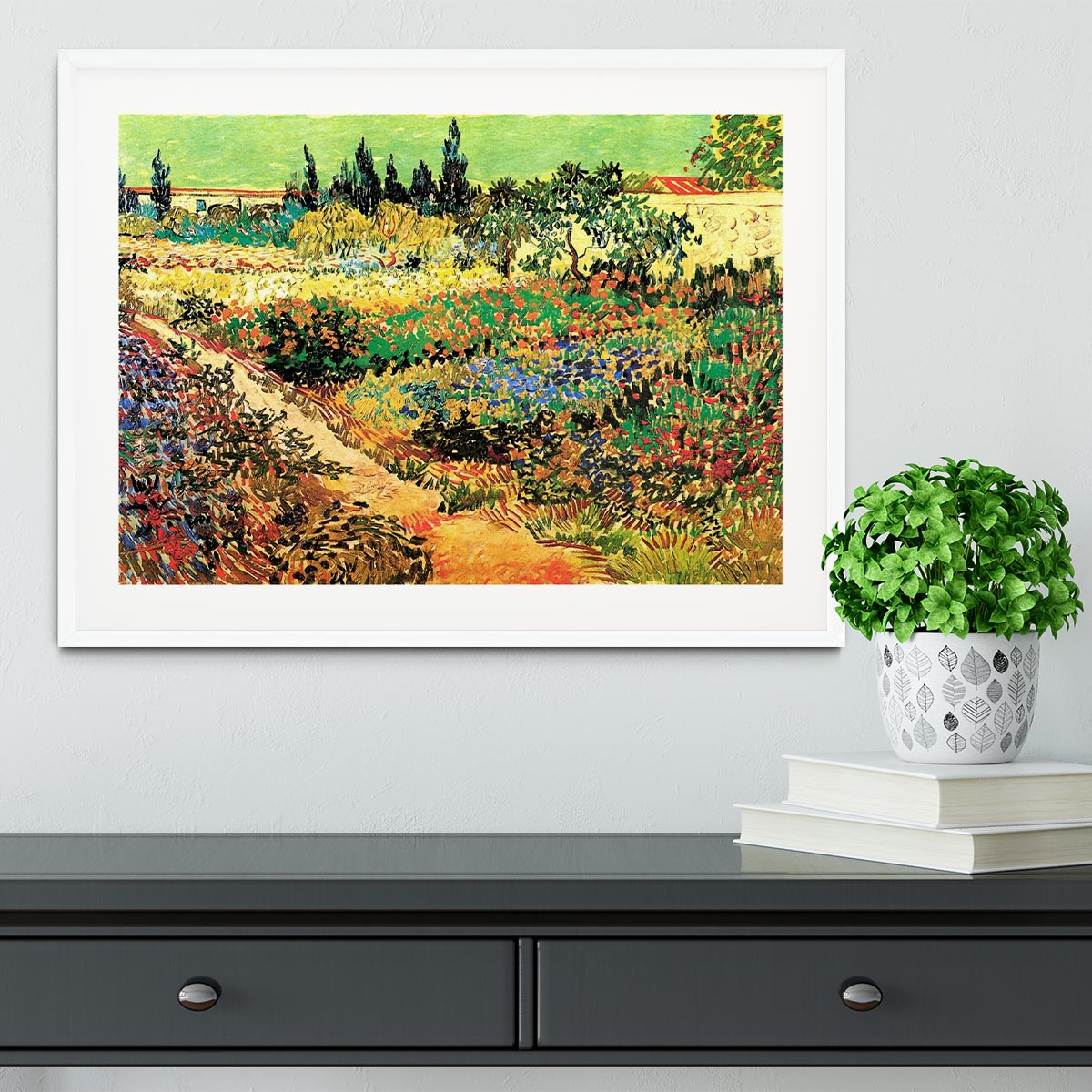 Flowering Garden with Path by Van Gogh Framed Print - Canvas Art Rocks - 5