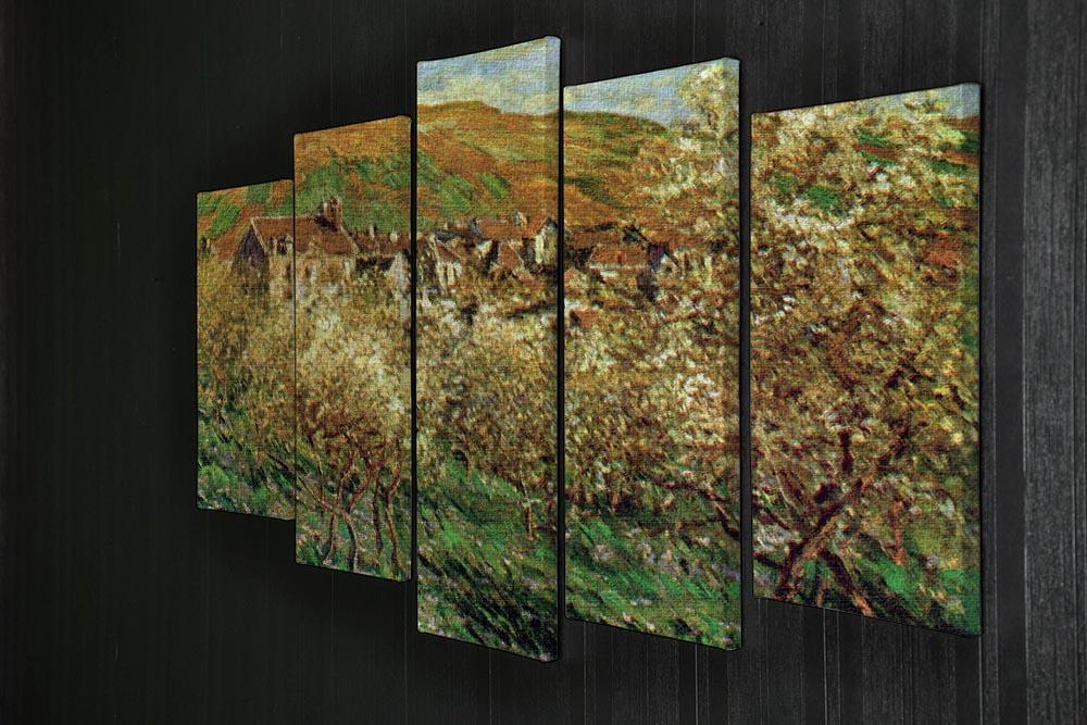 Flowering apple trees by Monet 5 Split Panel Canvas - Canvas Art Rocks - 2