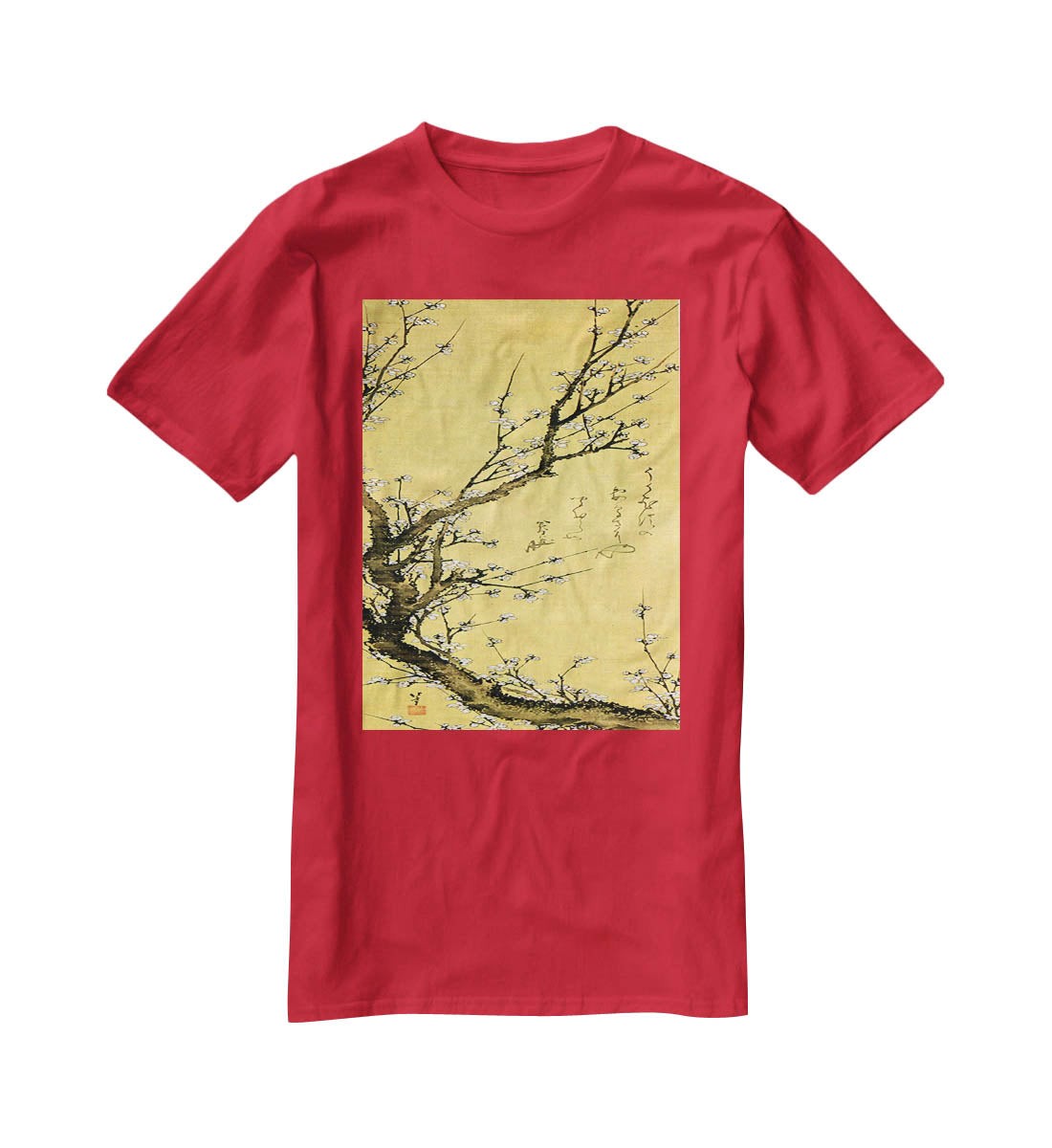Flowering plum by Hokusai T-Shirt - Canvas Art Rocks - 4