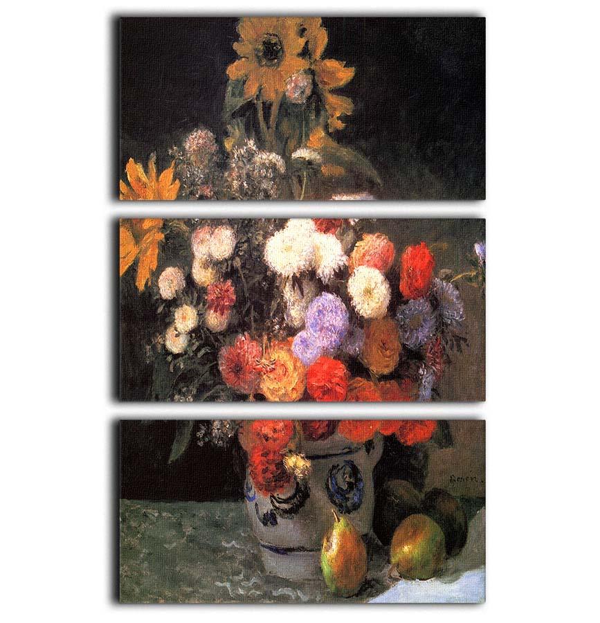 Flowers in a vase by Renoir 3 Split Panel Canvas Print - Canvas Art Rocks - 1