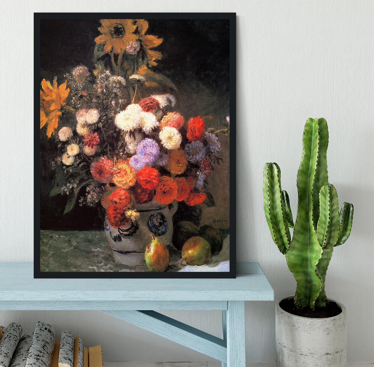 Flowers in a vase by Renoir Framed Print - Canvas Art Rocks - 2