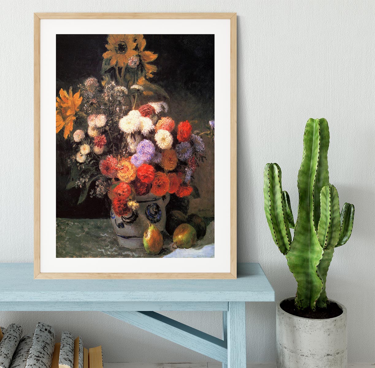Flowers in a vase by Renoir Framed Print - Canvas Art Rocks - 3